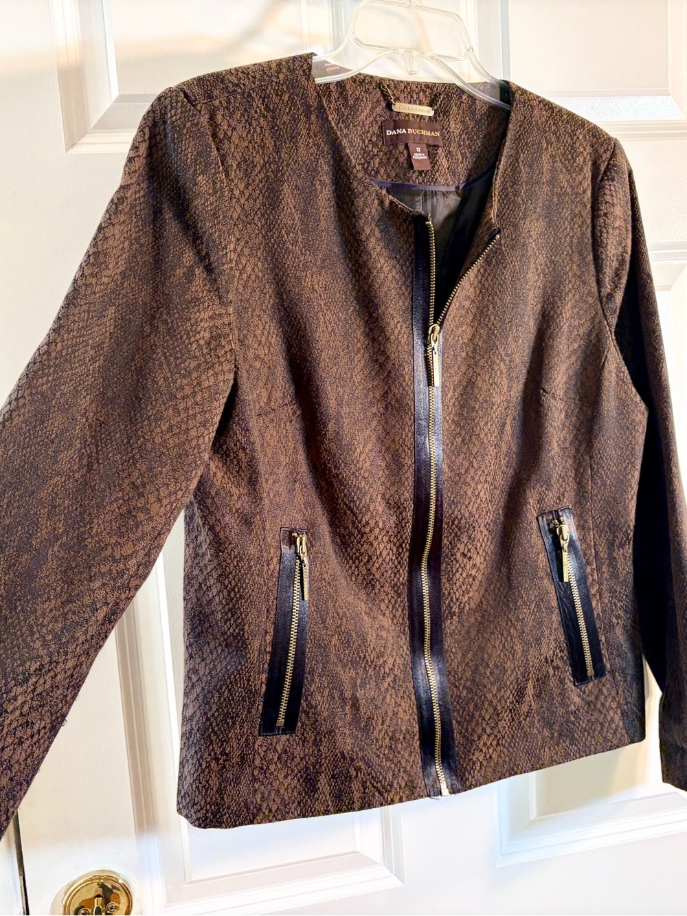 Dana Buchman Brown Textured Zip-Front Jacket
